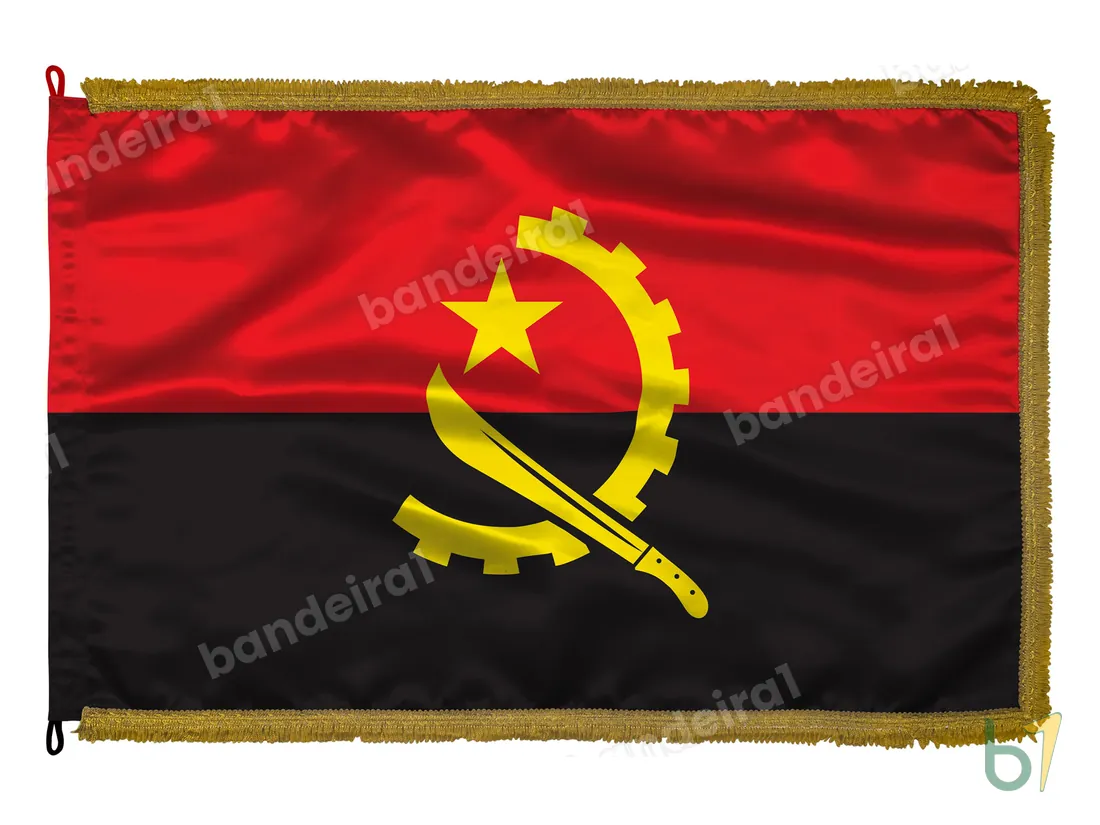 Bandeira de Angola — cetim com franja ouro velho