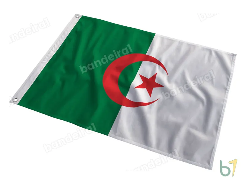 Bandeira da Argélia — poliéster — em movimento
