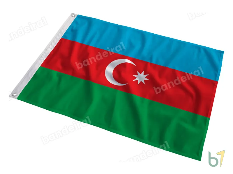 Bandeira do Azerbaijão — poliéster — em movimento