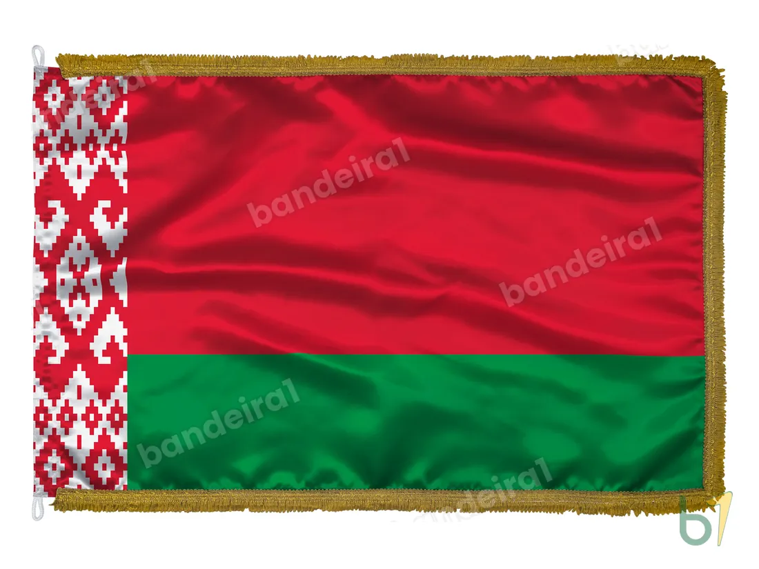 Bandeira de Belarus — cetim com franja ouro velho