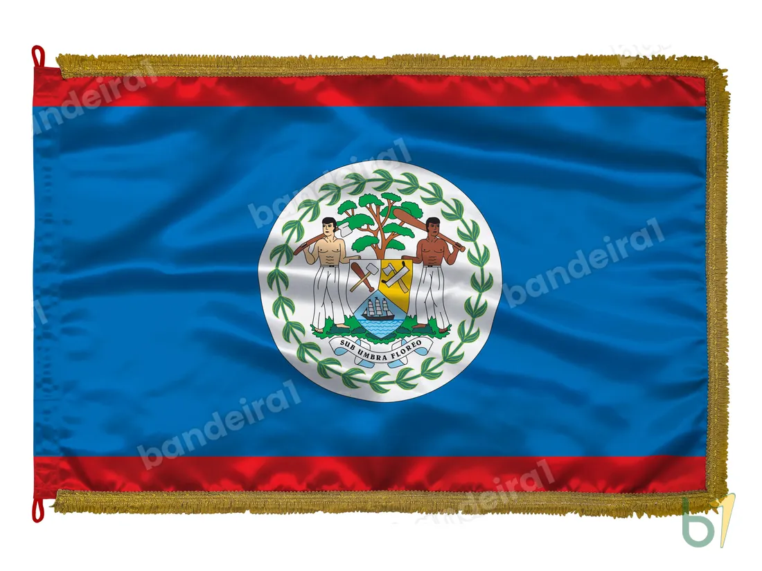 Bandeira de Belize — cetim com franja ouro velho
