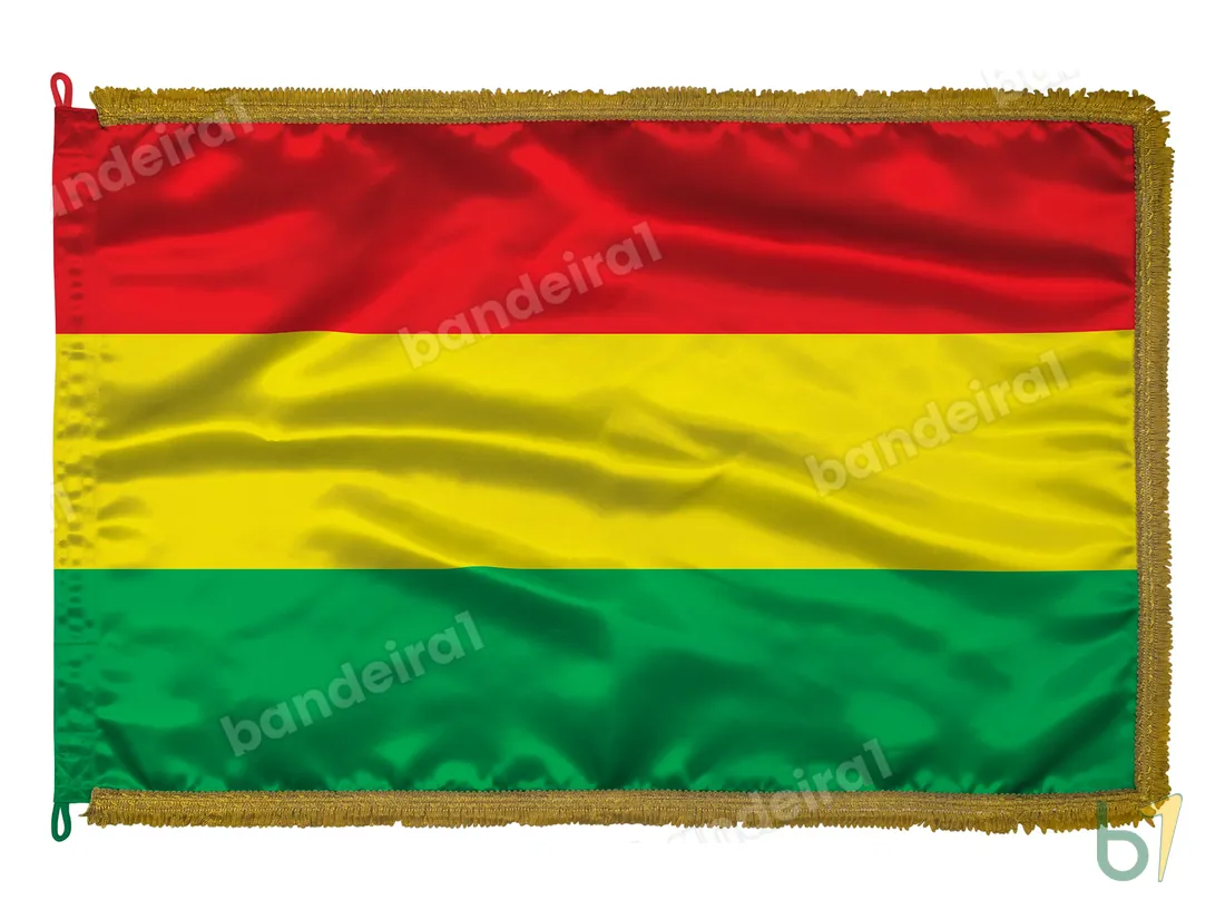 Bandeira da Bolívia — cetim com franja ouro velho