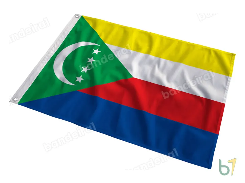 Bandeira de Comores — poliéster — em movimento