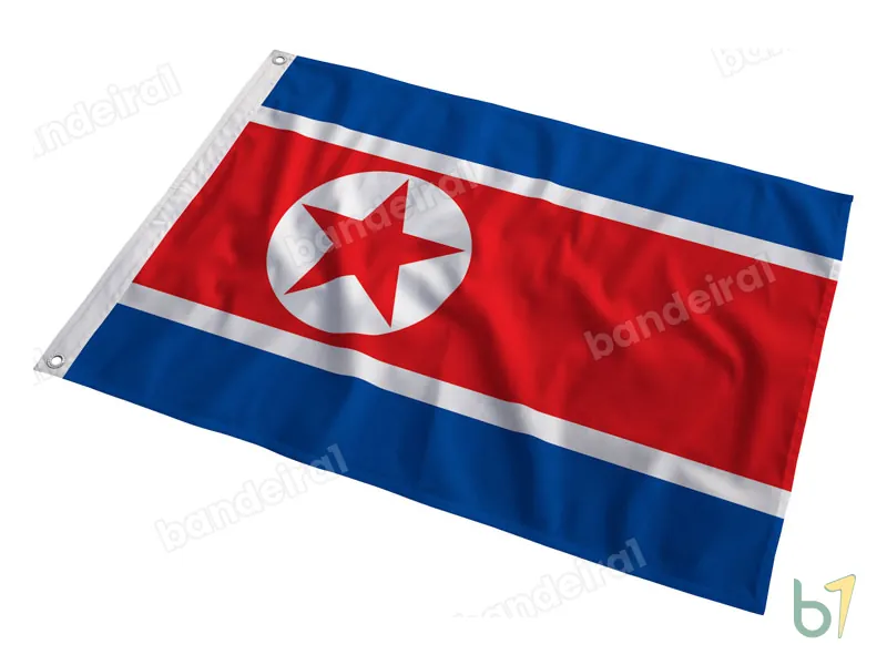 Bandeira da Coreia do Norte — poliéster — em movimento