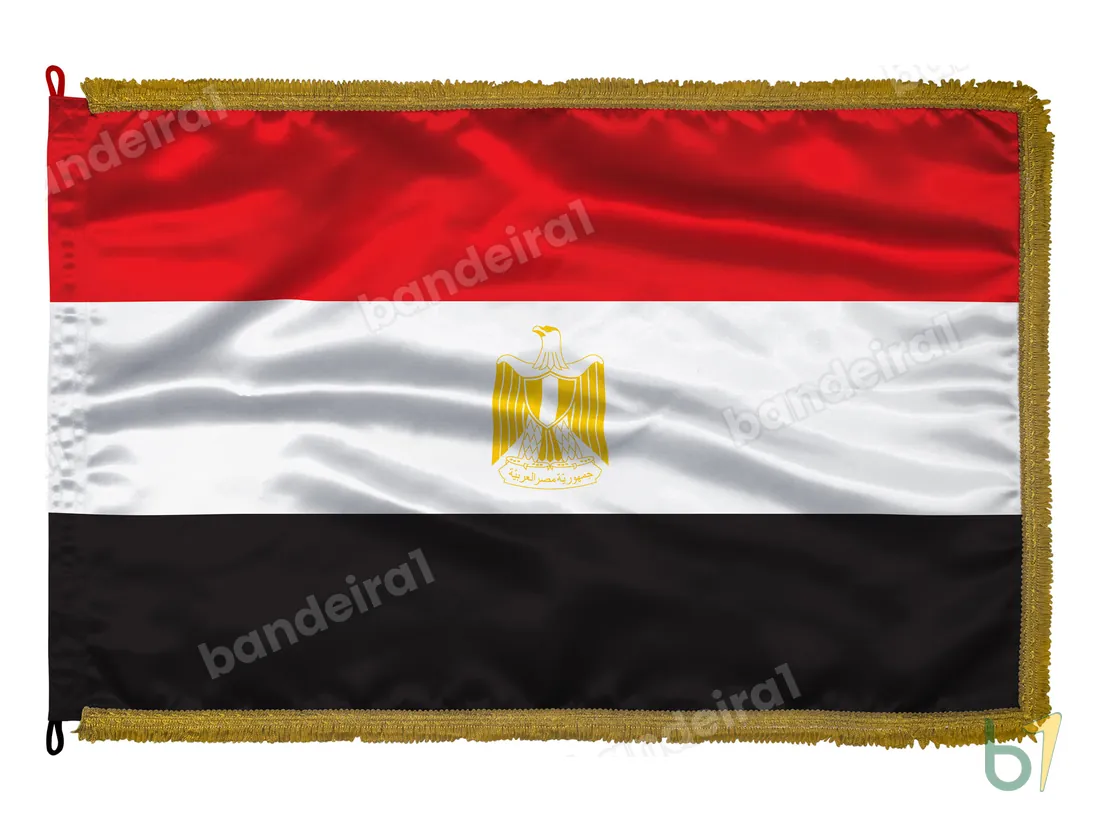 Bandeira do Egito — cetim com franja ouro velho