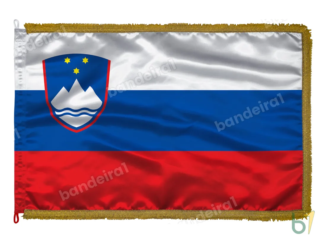 Bandeira da Eslovênia — cetim com franja ouro velho