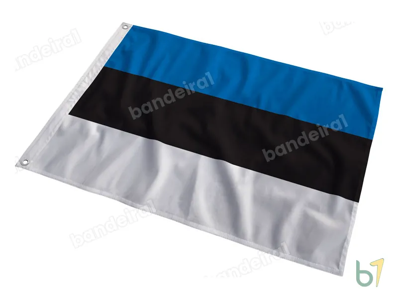 Bandeira da Estônia — poliéster — em movimento