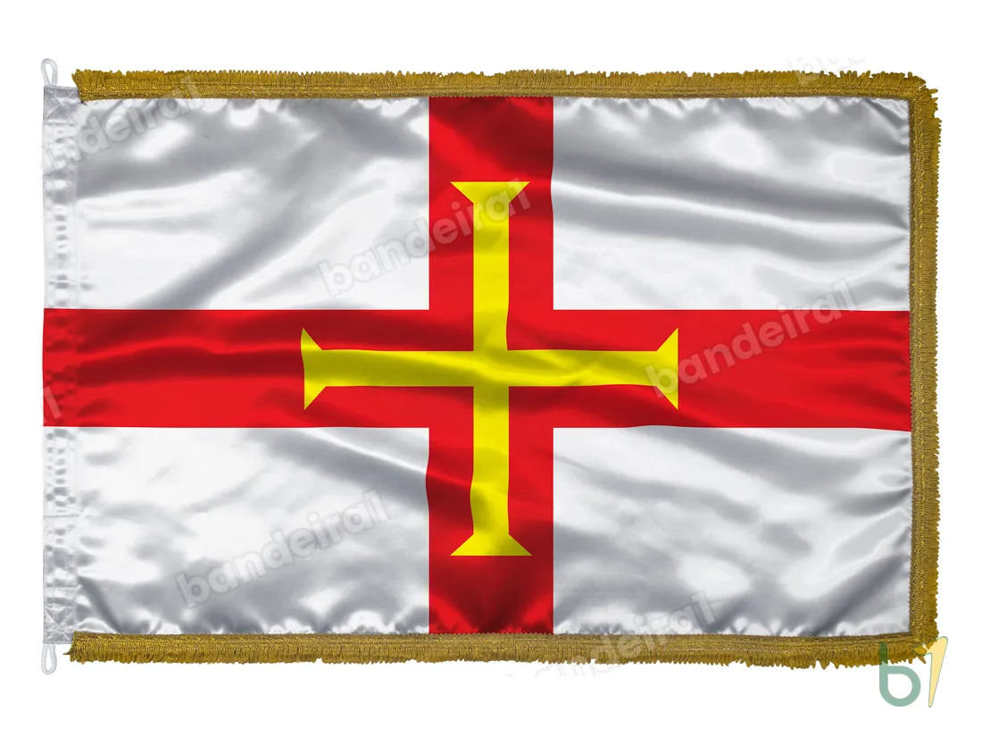 Bandeira de Guernsey — cetim com franja ouro velho