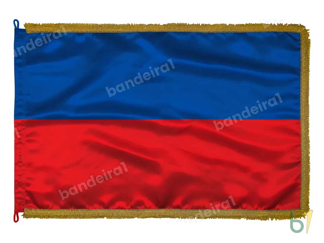 Bandeira do Haiti — cetim com franja ouro velho
