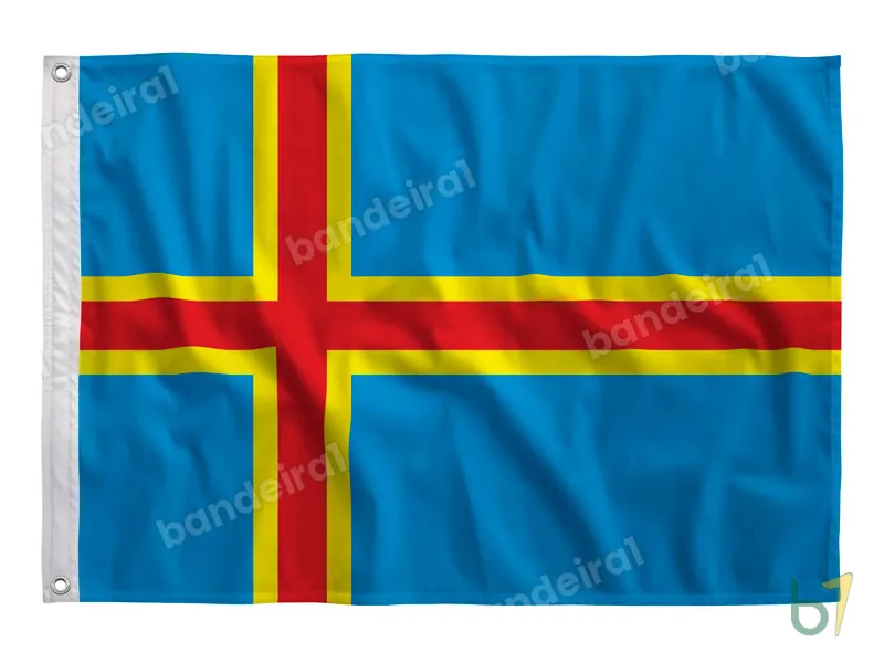 Bandeira das Ilhas Aland — poliéster — vista frontal