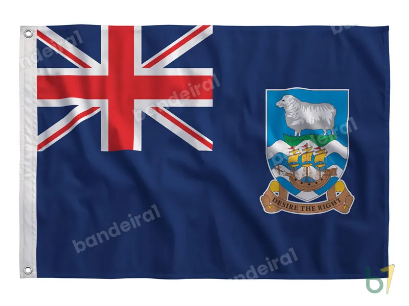 Bandeira das Ilhas Falkland (Malvinas) — poliéster — vista frontal