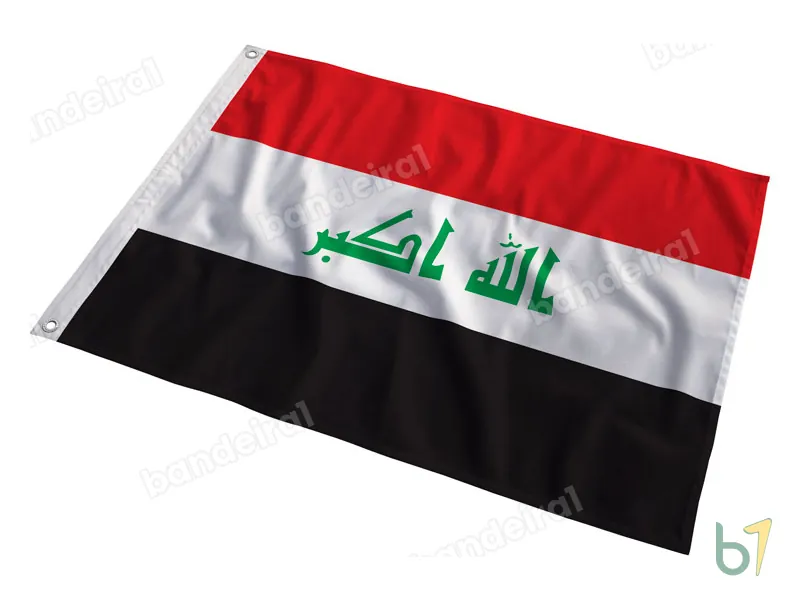 Bandeira do Iraque — poliéster — em movimento