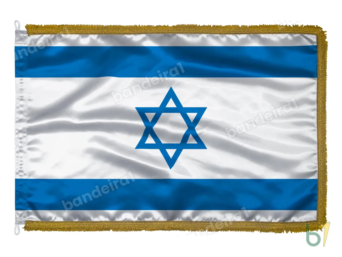 Bandeira de Israel — cetim com franja ouro velho