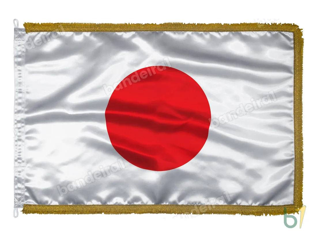 Bandeira do Japão — cetim com franja ouro velho