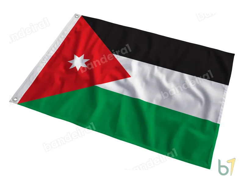 Bandeira da Jordânia — poliéster — em movimento