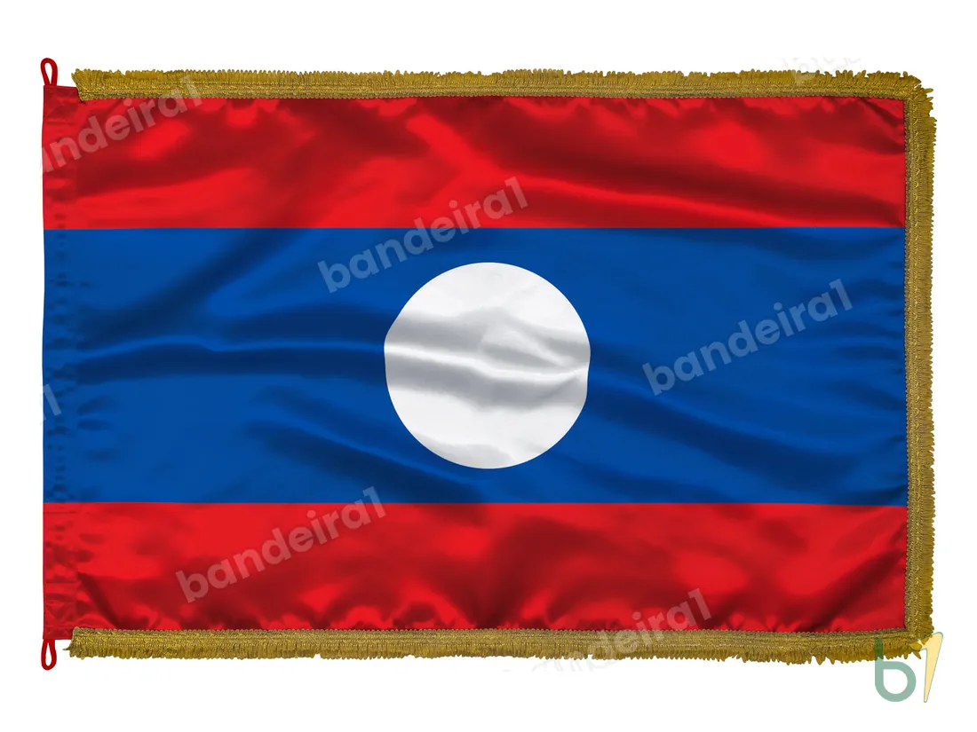Bandeira do Laos — cetim com franja ouro velho
