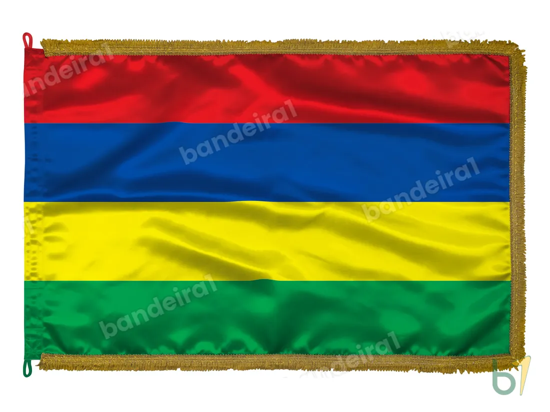 Bandeira de Maurício — cetim com franja ouro velho
