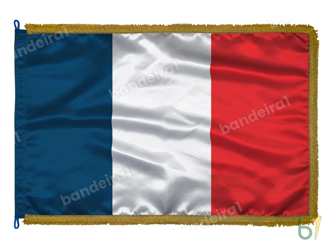 Bandeira de Mayotte — cetim com franja ouro velho