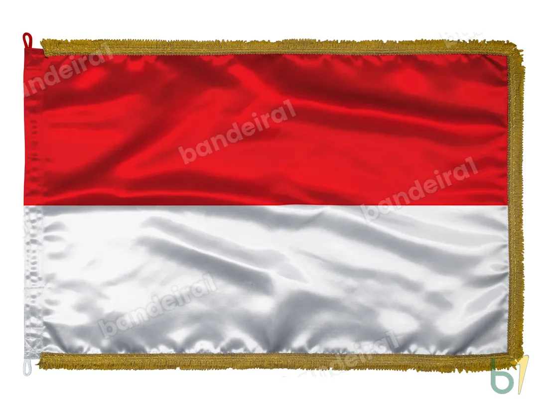 Bandeira de Mônaco — cetim com franja ouro velho