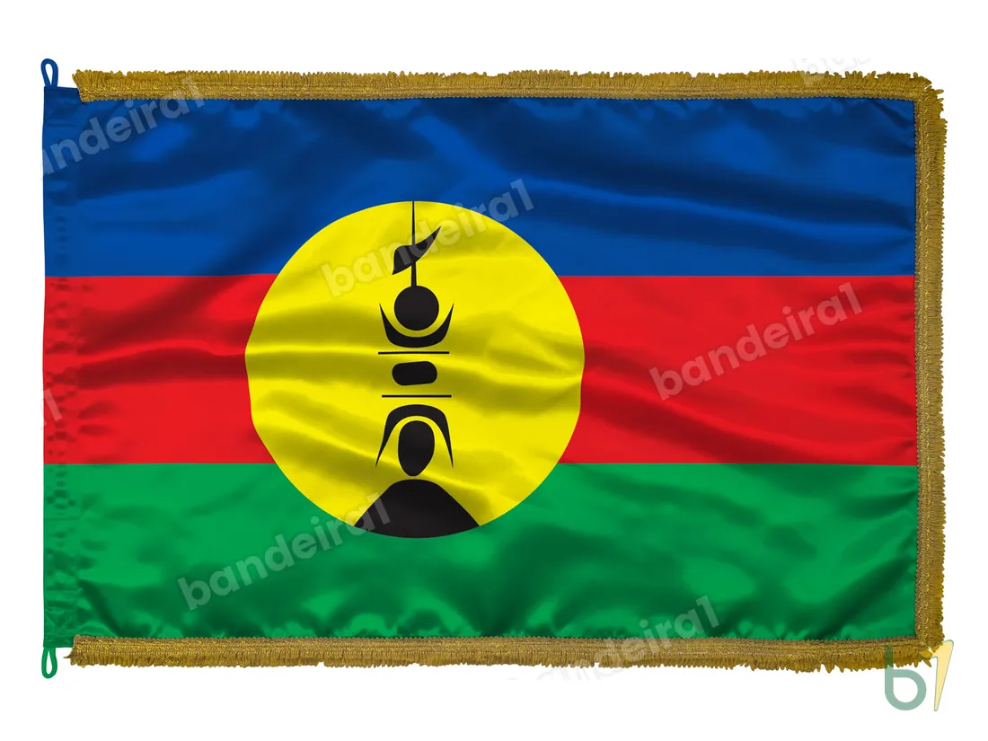 Bandeira da Nova Caledônia — cetim com franja ouro velho
