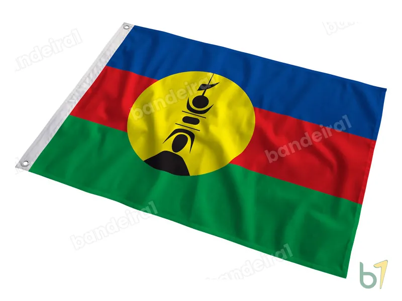Bandeira da Nova Caledônia — poliéster — em movimento