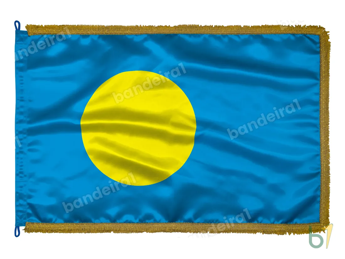 Bandeira de Palau — cetim com franja ouro velho