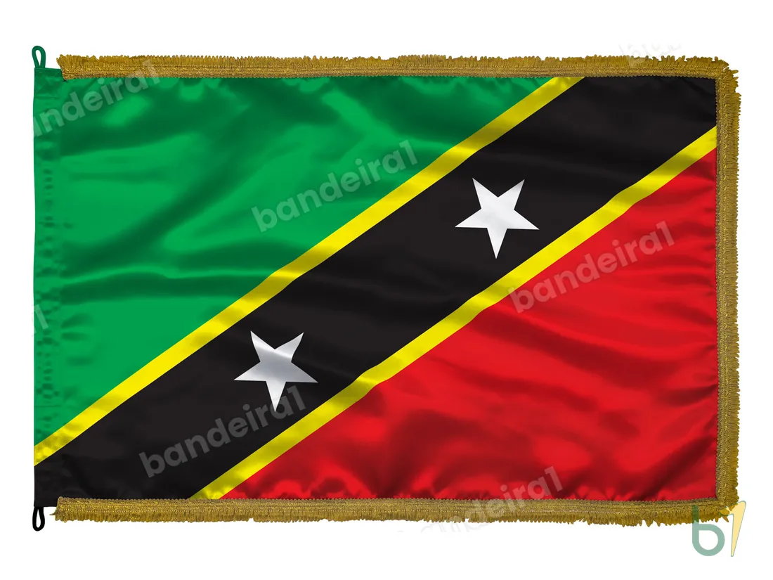Bandeira de São Cristóvão e Névis — cetim com franja ouro velho