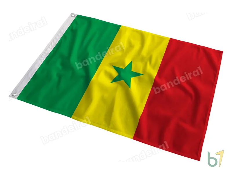 Bandeira do Senegal — poliéster — em movimento