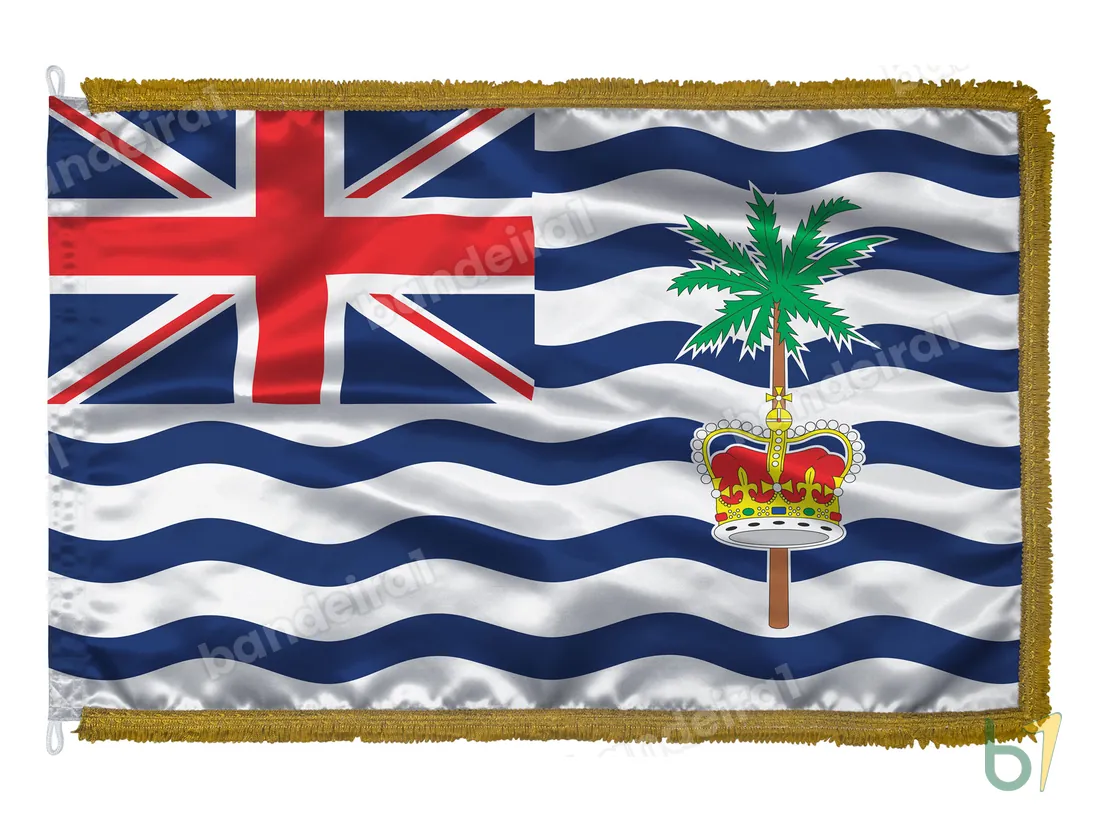 Bandeira do Território Britânico do Oceano Índico — cetim com franja ouro velho