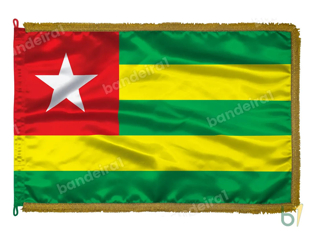 Bandeira do Togo — cetim com franja ouro velho