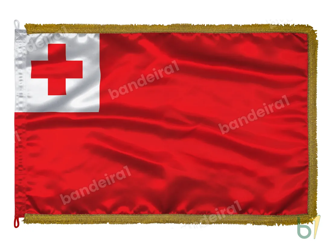 Bandeira de Tonga — cetim com franja ouro velho