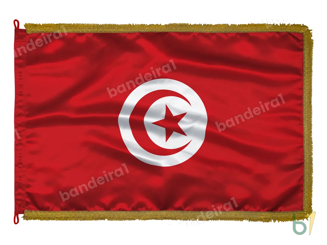 Bandeira da Tunísia — cetim com franja ouro velho
