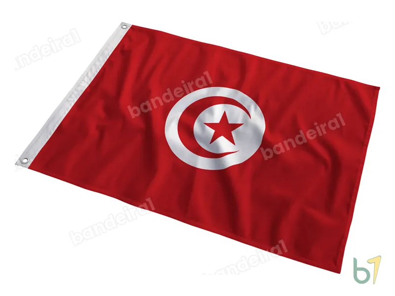 Bandeira da Tunísia — poliéster — em movimento