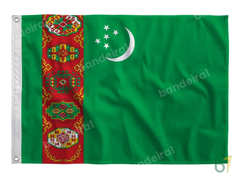 Bandeira do Turcomenistão — poliéster — vista frontal
