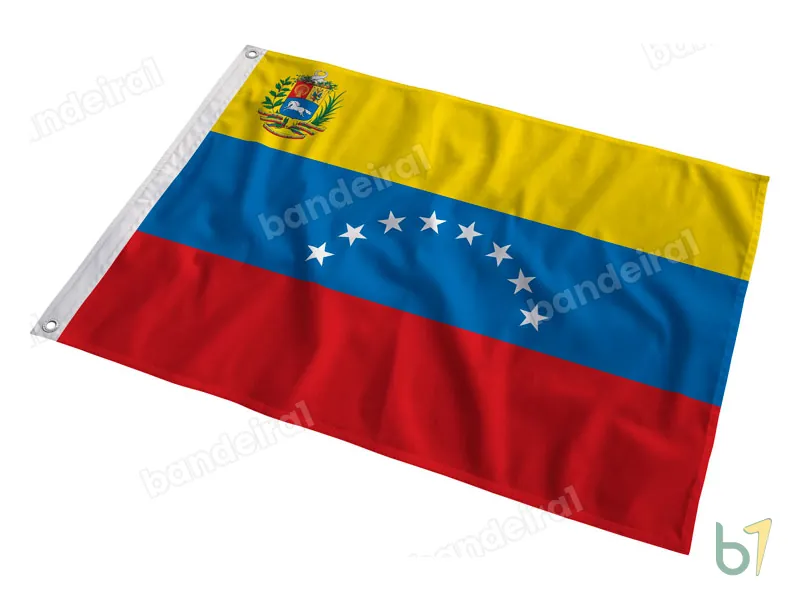 Bandeira da Venezuela com Brasão — poliéster — em movimento